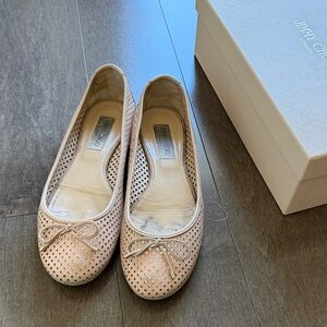 Jimmy Choo Light Pink Perforated Flats